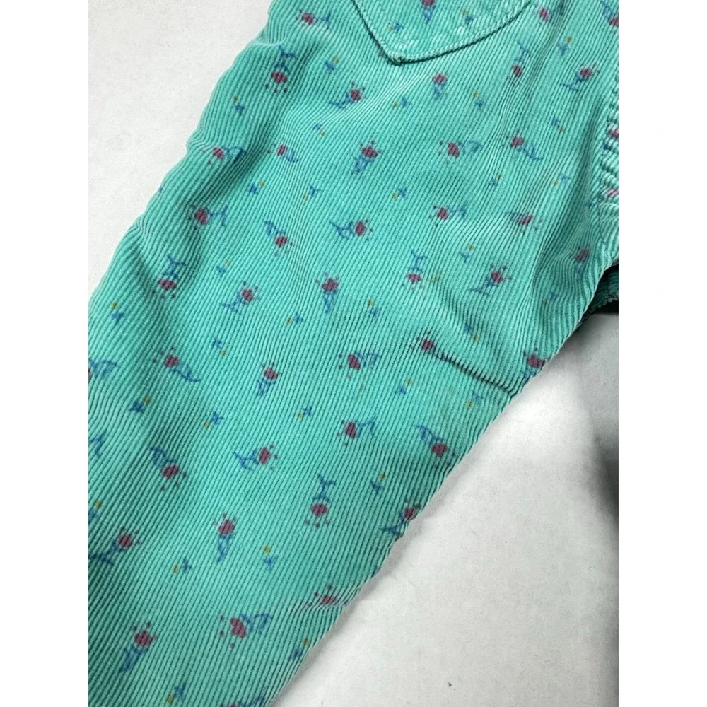 VTG OshKosh B'Gosh Floral Corduroy‎ Overalls Girls 18 month Green Triangle